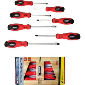 Skrūvgriežu komplekts AWTools AW30802 — 7 gab., S2 tērauds: 3×SL, 2×PH, 2×PZ