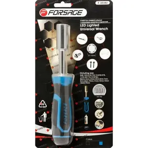 Forsage illuminated handle with 4 LED and universal bit holder for screws and nuts F-30382