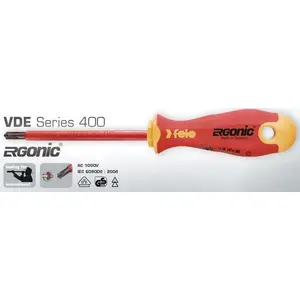 Отвёртка FELO Ergonic 400 VDE изолированная крестообразная PH2 1000В 100 x 6 мм (41620390)