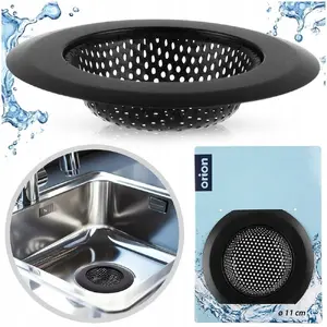 Sink Strainer ORION stainless steel black large 11.5 cm