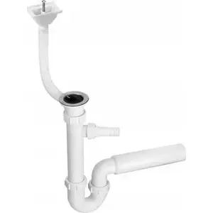 Izlietnes sifons McAlpine HC7HC17DR 1½"×50 mm cauruļu veida ar veļas/trauku mazgājamās mašīnas pieslēgumu un pārplūdi