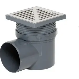 Floor Drain TYCNER P5119 adjustable bathroom drain with side outlet 110 mm, stainless steel grate 150×150 mm