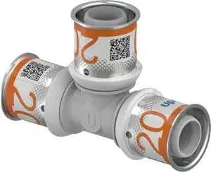 End feed tee plumbing fitting Uponor 1039945, grey, 1 pc