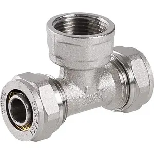 Тройник с накидной гайкой Perfexim 709, латунь 16 мм x внутр. резьба 1/2" x 16 мм