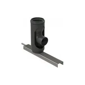 Almeva flue elbow with base 87° with anchoring, reduced DN60/80, UV-stable black