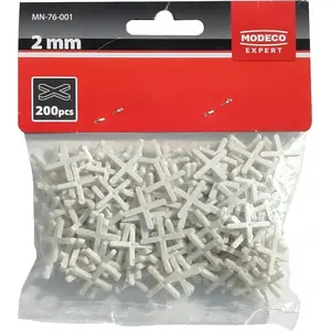 Tile spacers Expert+ grout crosses 2.0 mm, 200 pcs — for ceramic and porcelain tile installation