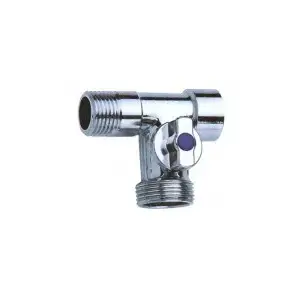 Leņķa trīsceļu vārsts INVENA ZW-16-W20 1/2"×1/2"×3/4" santehnikai