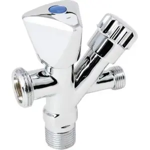 Комбинированный угловой клапан Hydroland 1/2" x 3/8" x 3/4" для сантехнических подключений