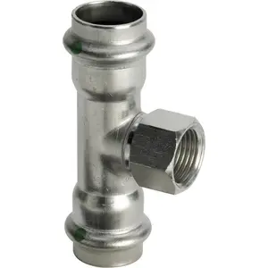VIEGA stainless steel pipe tee connector 18 x 1/2 x 18 mm, polished, model 437152