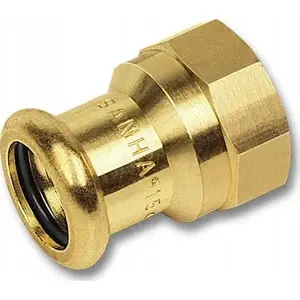 Pārejas savienojums SANHA PxGW 28 x 3/4 presējamais — misiņa adapteris caurulēm