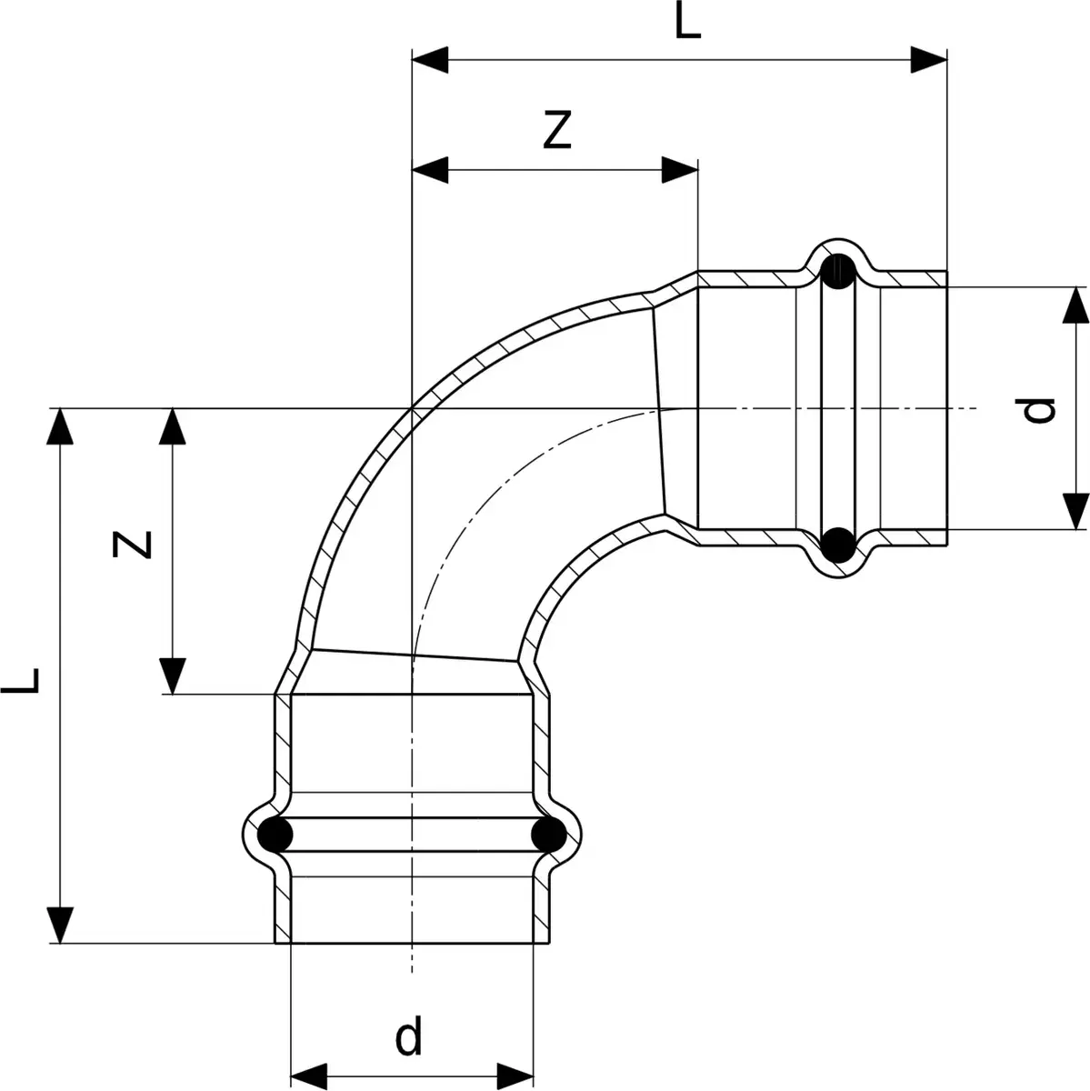 Steel 90° Bend VIEGA 1116, 22 mm Photo 3