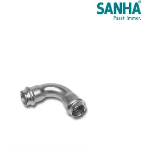 Угольник SANHA 90° из нержавеющей стали/сталь, модель 69002A42, диаметр 42 мм
