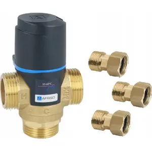 Thermostatic mixing valve set Afriso ATM 563 DN20 G1" side mixing 35–60°C Kvs 2.5 (model 12 563 44)