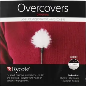 Rycote Overcovers Mix Color — 6 fur windshields with 30 adhesive stickies for microphone protection