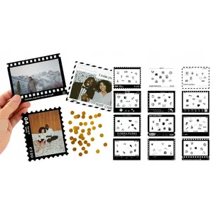 Sticker Frame Set for Instant Cameras LoveInstant — 12 pcs, compatible with Fuji Wide 400/300, SP-3, Polaroid Now/Now+, 600, black & white