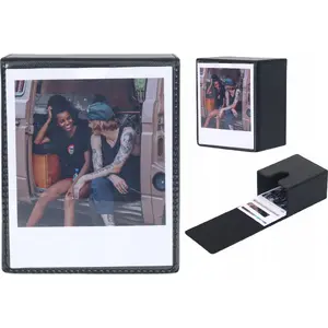 Photo storage box LoveInstant for 100 photos — compatible with instax wide, Polaroid 600/Prime, black with window