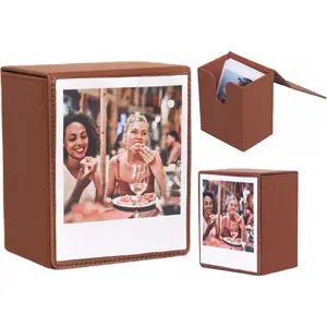 LoveInstant Photo Storage Box for 100 Photos — Brown — Compatible with Fuji Instax Wide, Polaroid 600/SX-70