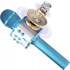 Mikrofons Extralink LXUM10N karaoke ar skaļruni un RGB apgaismojumu, zils