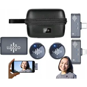 Bezvadu lavaljē mikrofons Luucco AirWave Combo priekš iPhone Lightning, USB-C un 3,5 mm — 2 gab.