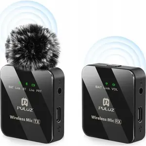 Bezvadu Bluetooth mikrofons Puluz ar 3,5 mm TRS/TRRS savienotāju tālrunim, kamerai un audioierīcēm
