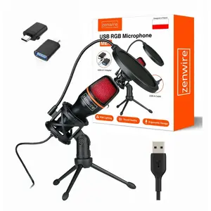 Kondensatora mikrofons Proove ME4 priekš datora un spēlēm — USB-C / USB 3.0, RGB apgaismojums