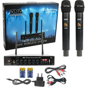 Bezvadu vokālais mikrofons Bitmat VM DUAL VOCAL EFFECT — 2 rokas raidītāji, 518–542 MHz, USB, Bluetooth