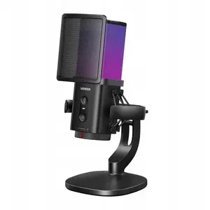 USB‑C datora mikrofons UGREEN CM581 24 bitu/96 kHz RGB (melns)
