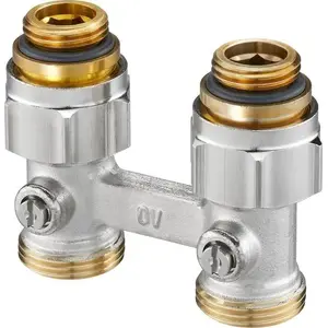 Oventrop Multiflex F double shut-off connection ZB, brass nickel-plated, 1/2GZ x 3/4GZ