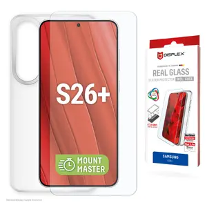 Защитное стекло и чехол e.v.i. для Samsung Galaxy S26+ — закалённое стекло, прозрачный, устойчив к царапинам
