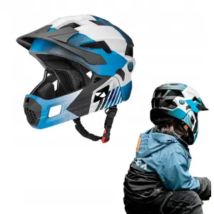Children's Helmet RockBros TS-61 with Detachable Chin Guard, Blue, Size 48–54 cm