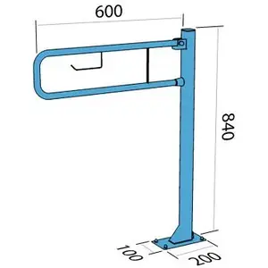 Grīdas nolokāms rokturis ar tualetes papīra turētāju Lehnen URP6P 600 mm, 25×1,5 mm, balts