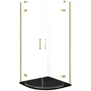 Душевая кабина CERSANIT SET C611 Kabina City полукруглая 80×80×195 см с поддоном Tako Slim матовый черный и золотой фурнитурой