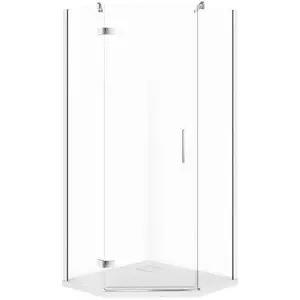 Shower enclosure CERSANIT SET C521 five-sided left door, chrome, 90×90×195 cm with TAKO SLIM tray