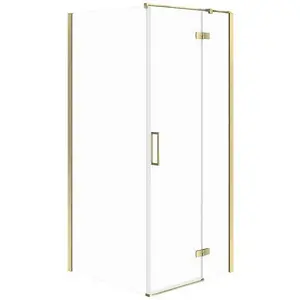Shower Enclosure Corner CERSANIT City 80x80x195 cm Right, Gold Frame, Transparent Glass