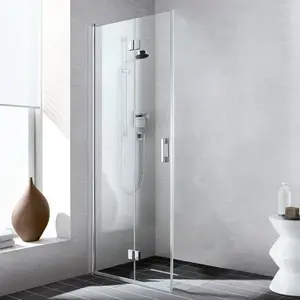 Shower enclosure corner left Kermi Liga 2CL 0900x2000 BV 875–900 mm silver high-gloss, ESG glass Clean