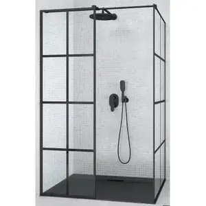 Душевая перегородка Besco EXCEA WALK IN 120 x 90 черный профиль – walk-in 120×90 см