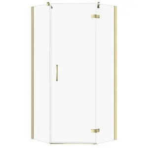 Shower enclosure CERSANIT City pentagonal 80×80×195 cm right-hand, gold profile