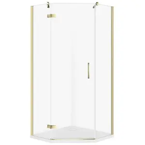 Dušas kabīne CERSANIT SET C543 piecstūra kreisā 90×90×195 cm ar TAKO SLIM paliktni un noteci