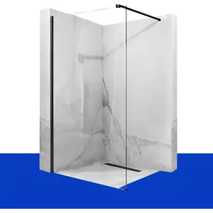 Walk-in shower screen REA Aero black matte 90 cm