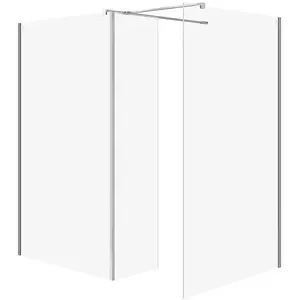 Shower enclosure CERSANIT MILLE walk-in set with movable glass panel chromed frame 100x90x30x200 cm (S601-191)