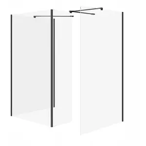 Walk-in shower cabin CERSANIT MILLE with movable side panel, black 90x90x90x30x200 (S601-196)