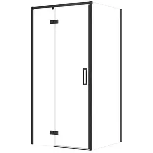 Душевая кабина CERSANIT SET C115 Kabina Larga с левым шарниром чёрная 100×80×195 см прозрачное стекло
