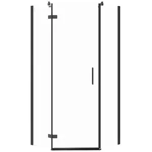 Shower enclosure pentagonal Cersanit City 90x90x195 cm, left opening, black frame, transparent enclosure