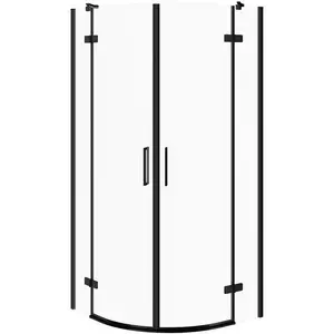 Shower Enclosure CERSANIT City semi-circular 80x80x195 cm black frame transparent glass