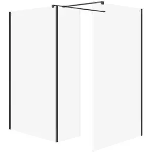 Shower walk-in CERSANIT MILLE with movable side panel, black 100x90x30x200 cm (model S601-192)