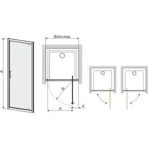 Shower door Sanplast DJ/TX5b 90 cm swing door, model 600-271-1050-38-371