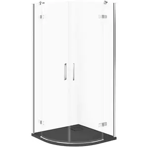 Shower cabin Cersanit C626 City semicircular 90x90x195 cm chrome frame with Tako Slim matte gray tray