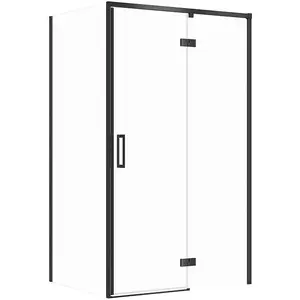 Shower enclosure CERSANIT SET C119 right hinge, black frame, 120×80×195 cm, transparent glass