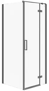 Shower enclosure corner CERSANIT City 80×80×195 cm right door, black frame, transparent glass