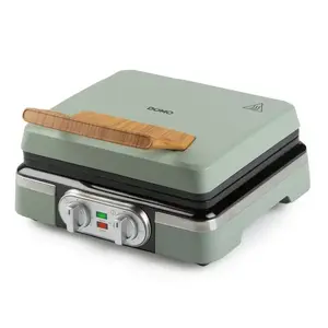 Вафельница Domo DO9279W на 4 вафли, прямоугольные формочки, 1520 Вт, цвет sage